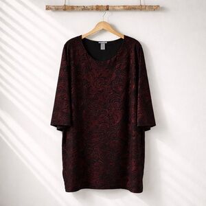 Catherine’s 3X 26/28 Shiny Metallic Look Polyester Spandex Print Tunic